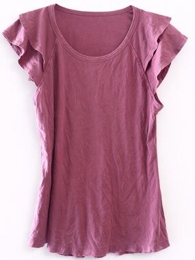 Time and Tru Flutter Sleeve Top Size M Scoop Neck Soft Purple Casual